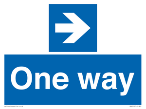One way with right directional arrow